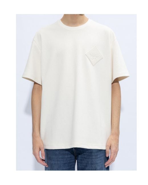 MCM White Item O-Neck Short-Sleeved T-Shirt for men