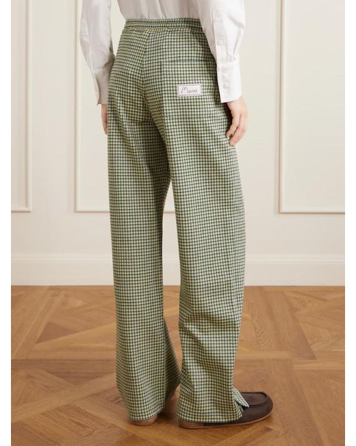 Marni Green Checked Jersey Wide-Leg Pants