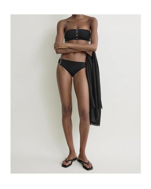 Totême  Black Ribbed Strapless Bikini Top