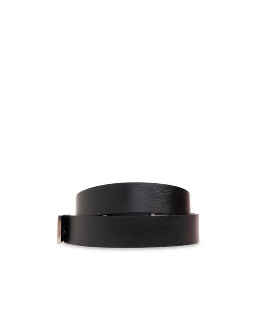 DIESEL White B-Glossy Logo Plaque Belt for men