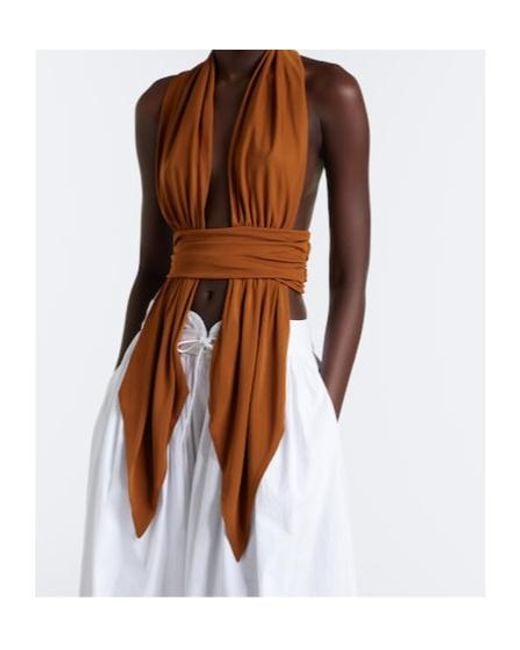 Christopher Esber Brown Scarf Halterneck Jersey Top