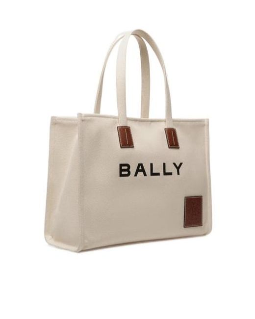 Bally Natural Akelei Logo Printed Top Handle Bag