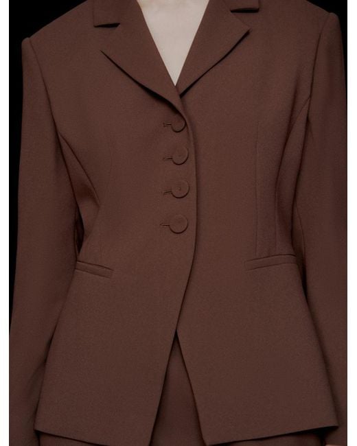 Marella Brown Semi-Fitted Envers Satin Blazer