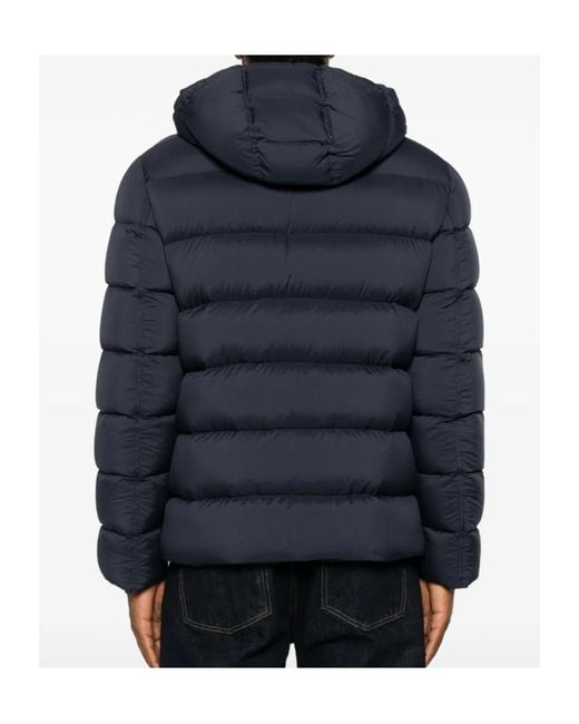 Herno Blue Quilted Hooded Jacket for men