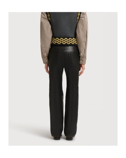 Marni Black Leather Trousers With Studded Front for men