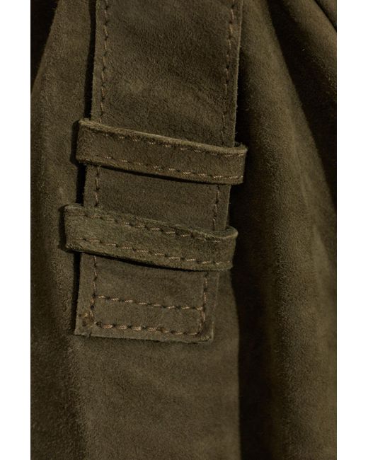 AllSaints Green Ophelia Cropped Belted Jacket