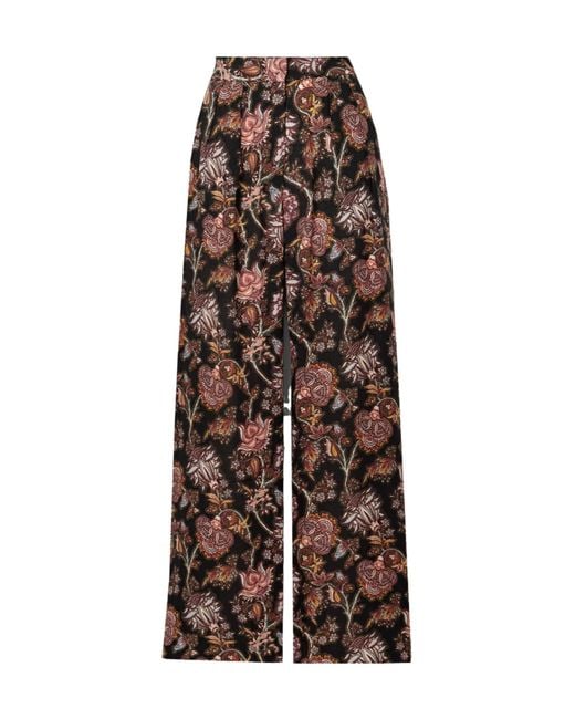 Ulla Johnson Brown Valencia Pleated Printed Wool-Blend Twill Wide-Leg Pants
