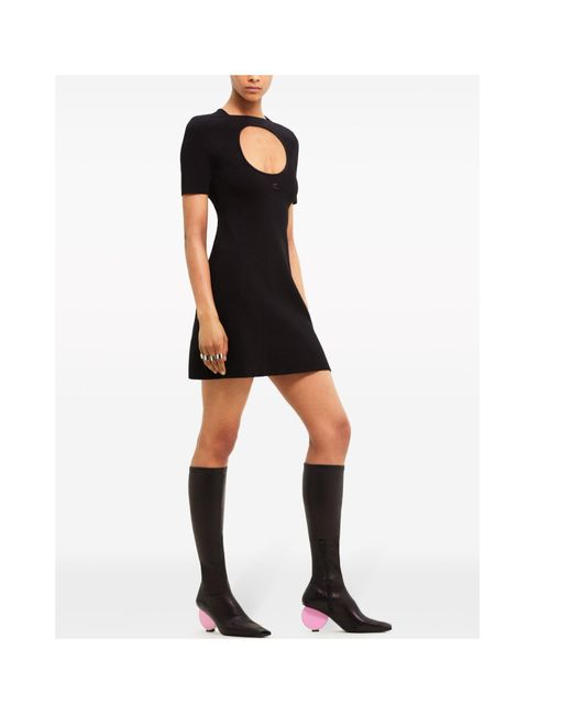 Courreges Black Hollowed-Out Knitted Mini Dress