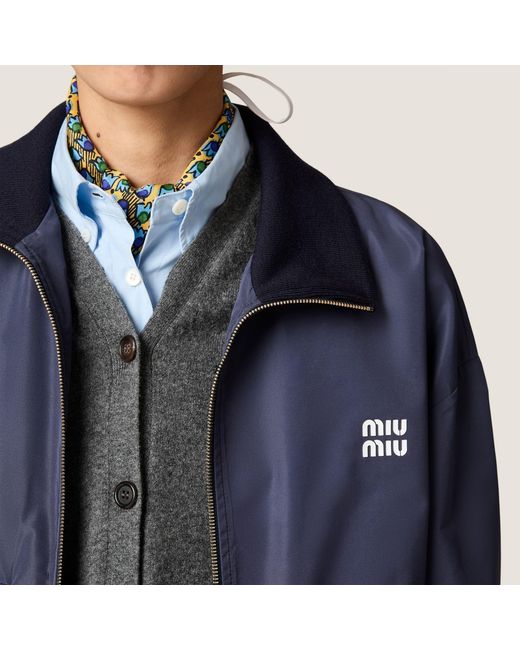 Miu Miu Blue Technical Fabric Blouson Jacket