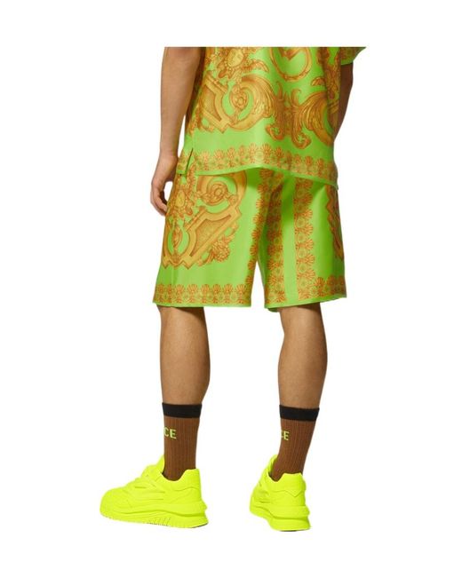 Versace Green Barocco 660 Knee-Length Shorts for men