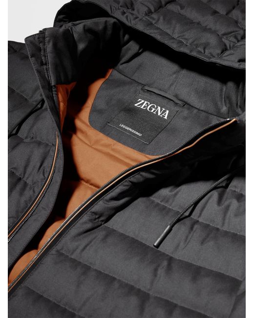 Zegna Black Hooded Padded Jacket for men