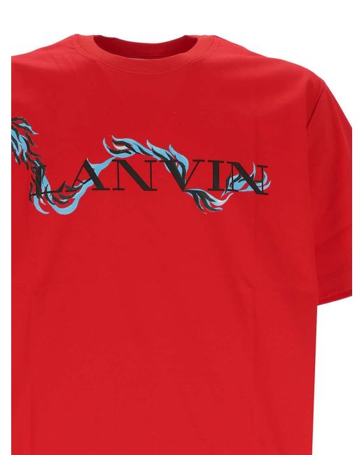 Lanvin Red Logo Printed Crewneck T-Shirt for men