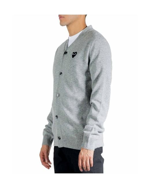 COMME DES GARÇONS PLAY Gray Heart Decal Cardigan for men