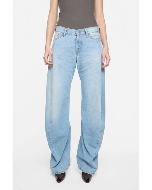 Acne Blue Denim Trousers With Belt Loops