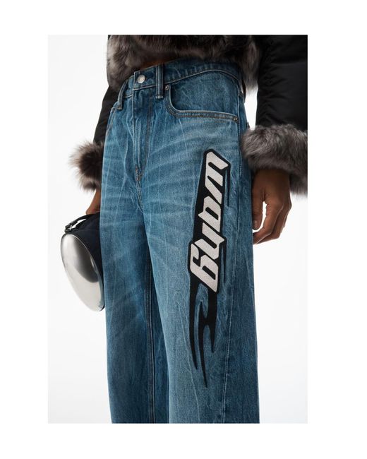 Alexander Wang Blue Blade Logo-Embroidered Balloon Jeans