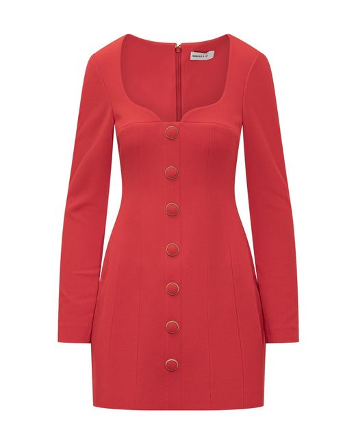 Rebecca Vallance Red Cameron Buttoned Mini Dress