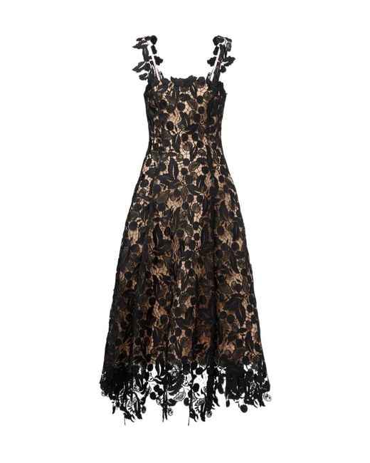 Oscar de la Renta Black Lace Guipure Cocktail Dress