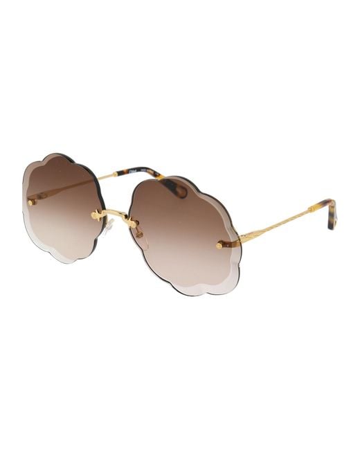 Chloé Multicolor Rosie Scalloped Round-Frame Sunglasses
