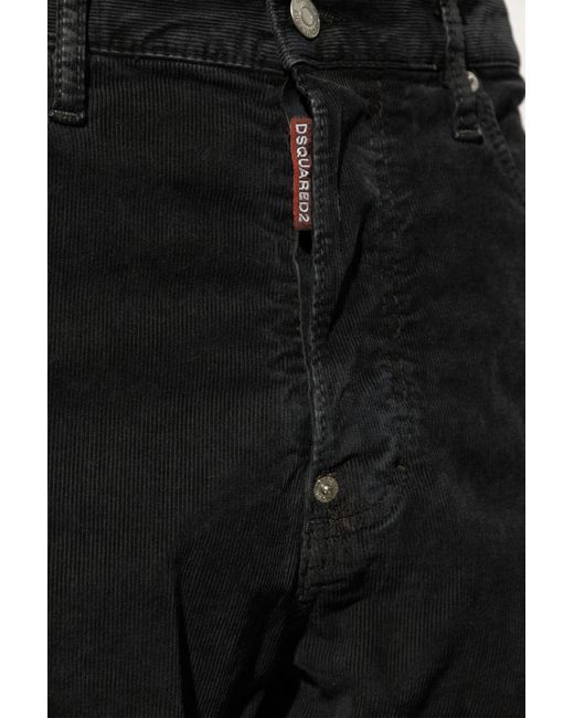 DSquared² Black Straight-Leg Corduroy Trousers for men