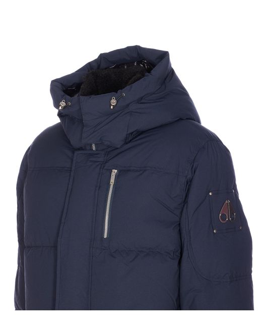 Moose Knuckles Blue Everest 3Q Puffer Hooded Jacket for men