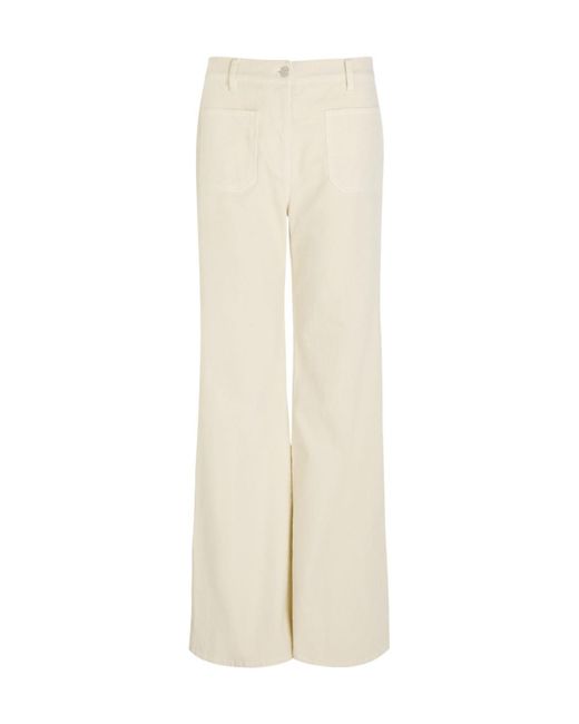Nili Lotan White Flared-Leg Corduroy Trousers