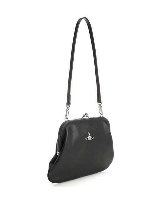 Vivienne Westwood Black Logo Detailed Clutch Bag