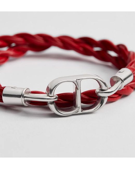 Dior Red Homme Cd Icon Woven Double Bracelet for men