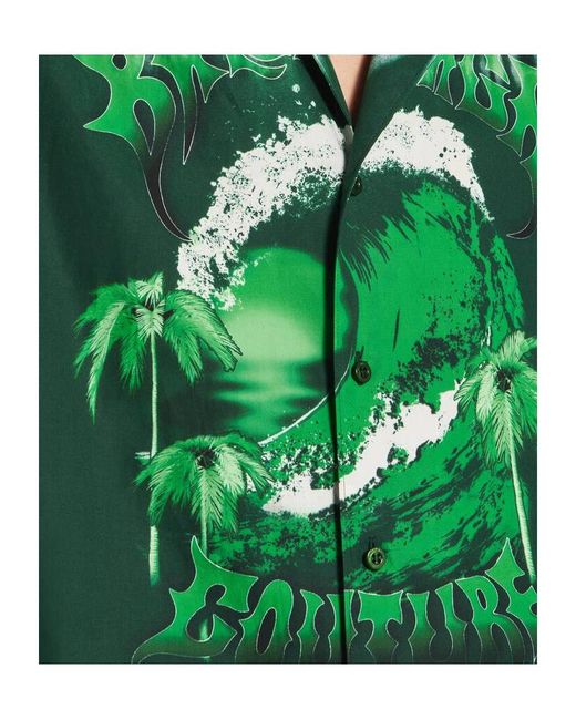 Balenciaga Green Extreme Tie-Dyed Bowling Short Sleeved Shirt for men