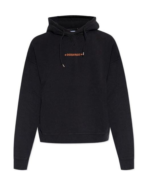 DSquared² Blue Logo Printed Drawstring Hoodie for men