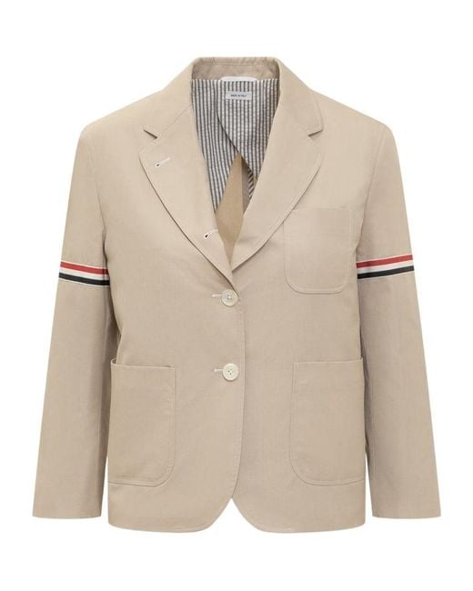 Thom Browne Natural Single Breasted Cropped Jacket