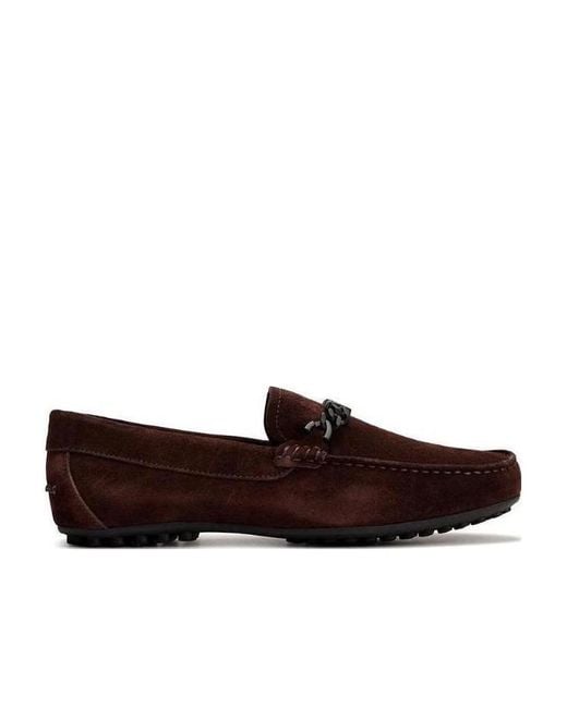 Emporio Armani Brown Suede Loafer Shoes for men