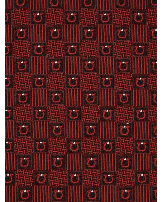 Ferragamo Red Gancini Jacquard Tie for men
