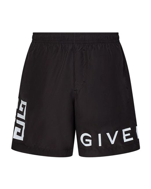 Givenchy Black Logo Printed Swim Shorts for men