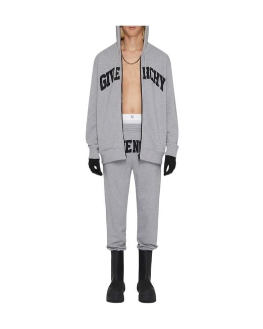 Givenchy Gray Logo Printed Elastic Waist Jogging Pants for men