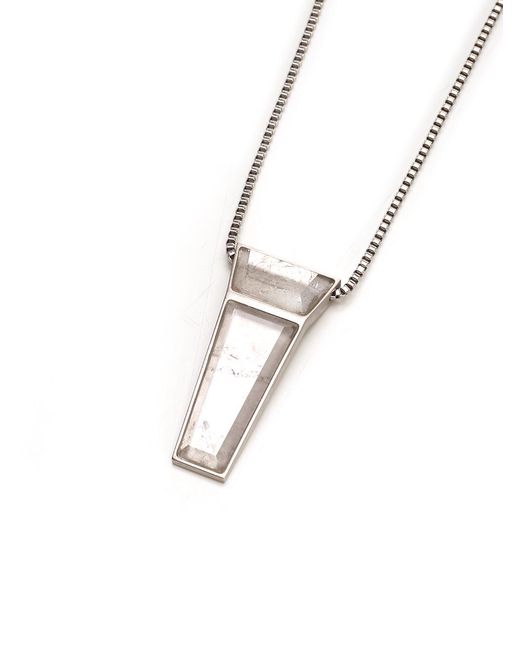 Rick Owens White Crystal Trunk Charm Necklace for men