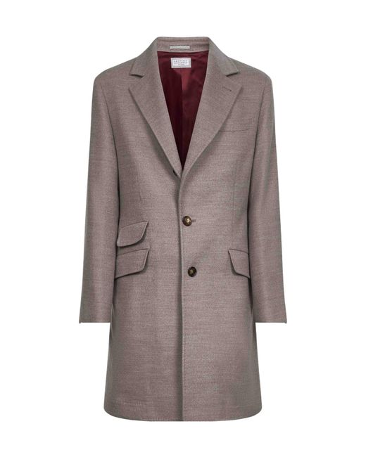 Brunello Cucinelli Brown Notched-Lapel Single-Breasted Coat for men