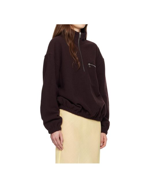 Rier Red Tourbe Wool Half-Zip Sweatshirt