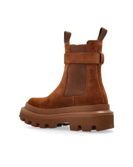 Dolce & Gabbana Brown Dg Logo Plaque Ankle Boots