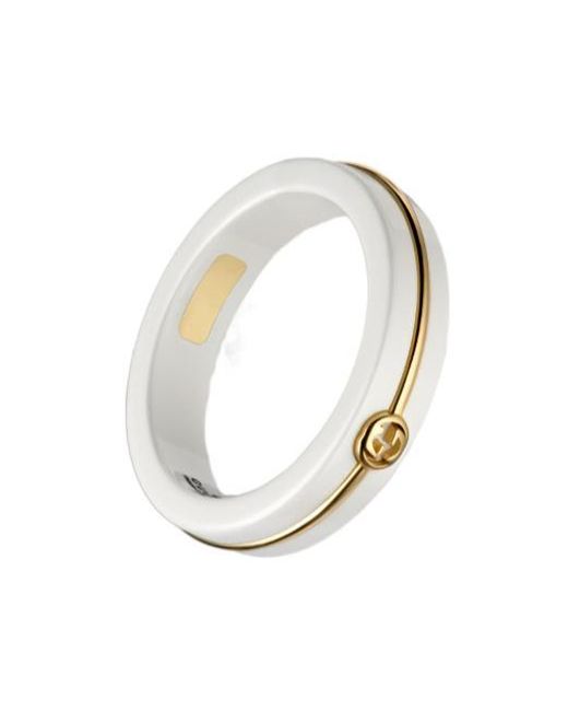 Gucci White Interlocking Zirconia Thin Ring for men