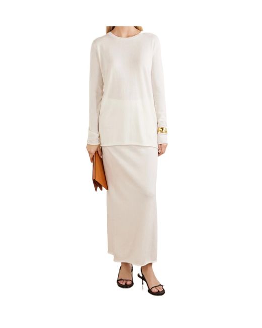 Lisa Yang White Two-Piece Set Of Long-Sleeved Knit Top And Skirt