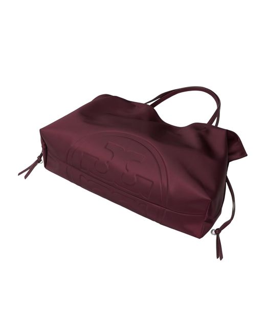 Tory Burch Purple Ella Nylon Drawstring Tote