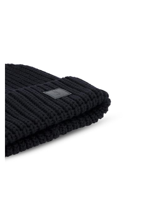 Saint Laurent Black Logo Patch Beanie for men