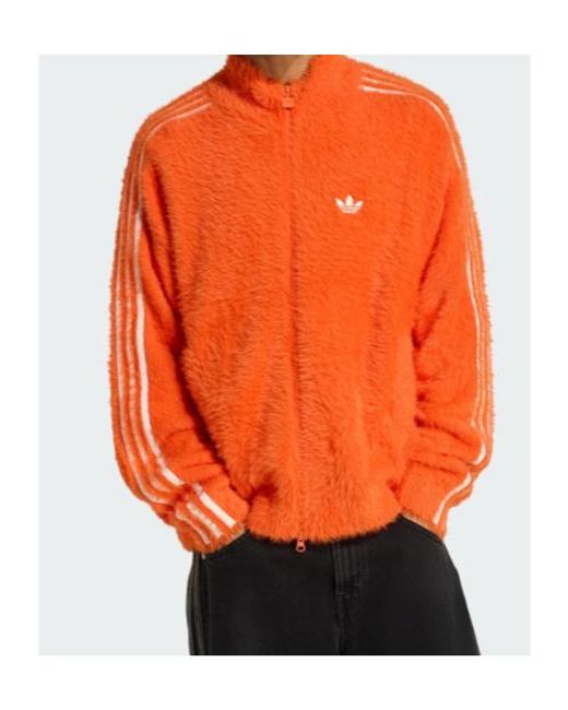 Adidas Orange Originals Logo Detailed Zip-Up Jacket for men