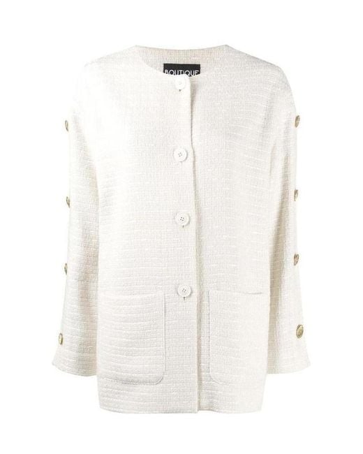 Moschino White Button Details Loose Cardigan
