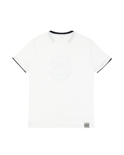 EA7 White Logo Round-Necked T-Shirt for men