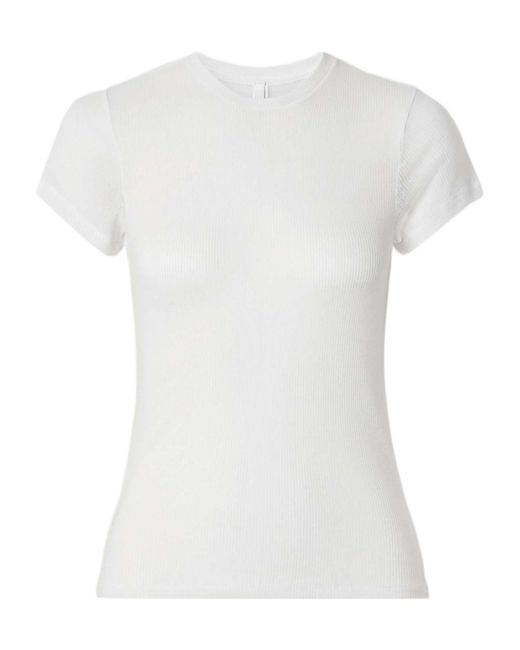 Skims White Stretch Knit T-Shirt