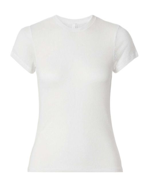 Skims White Stretch Knit T-Shirt