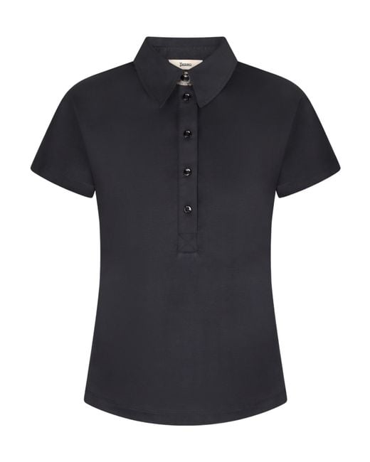 Herno Black Short Sleeve Polo Top