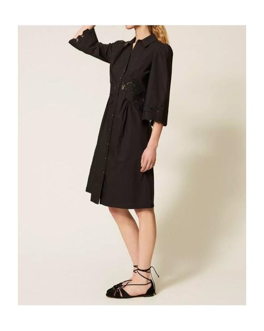 Twinset Black Lace Midi Dress