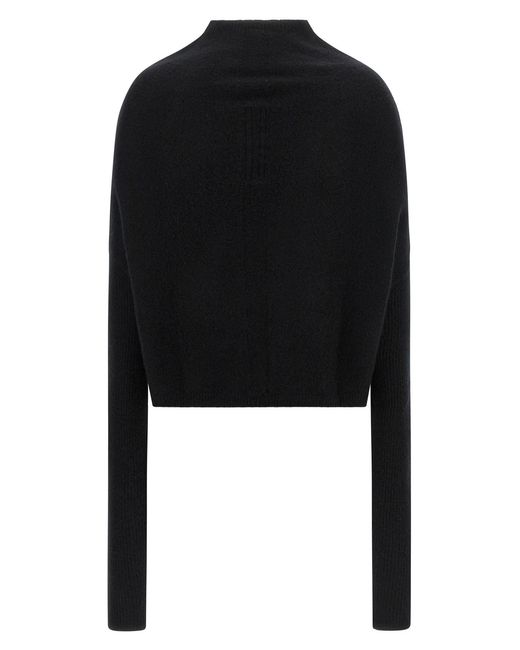 Rick Owens Black Tower Ls Crater High-Neck Sweater